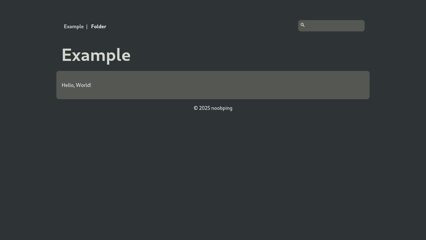 Dark mode screenshot of noobping Zola theme demo website