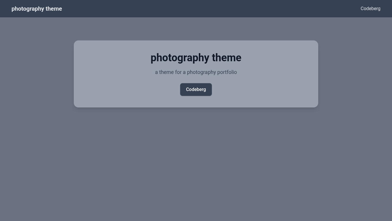 Dark mode screenshot of photography theme Zola theme demo website