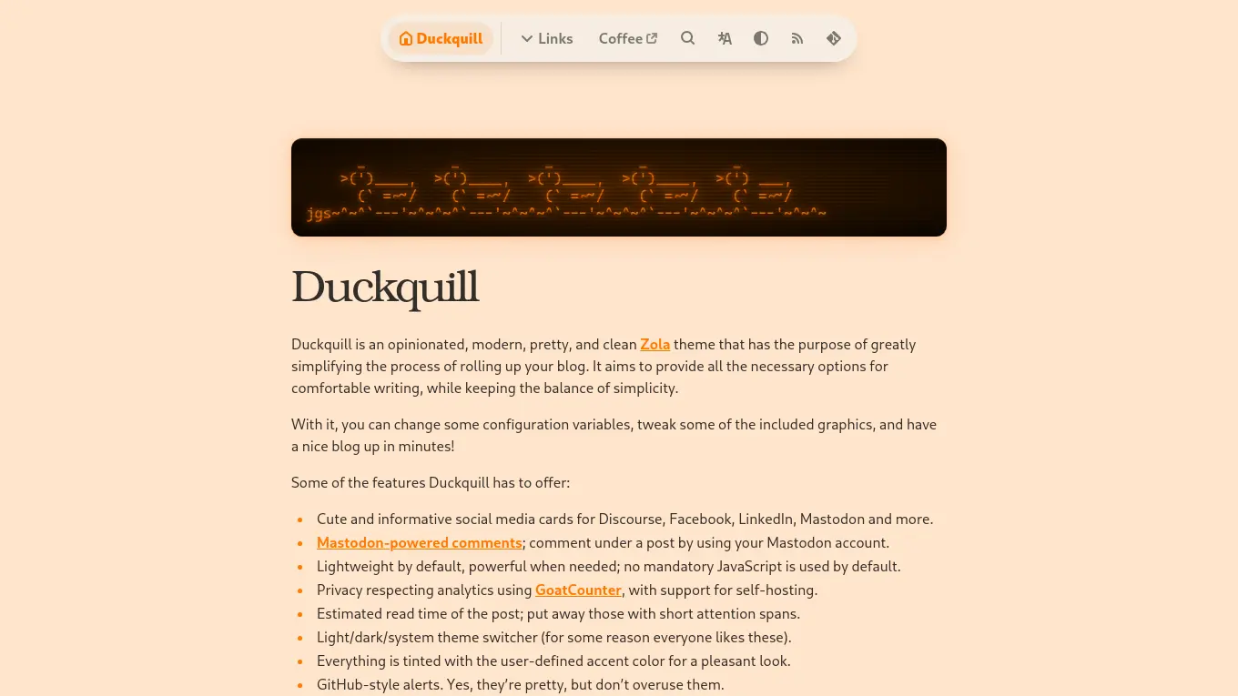 Screenshot of the Duckquill theme