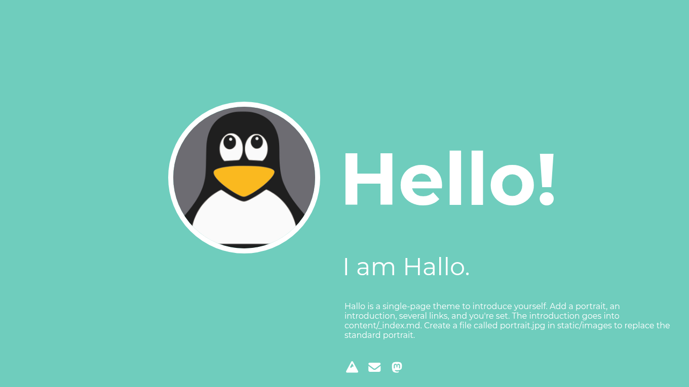 Light mode screenshot of hallo Zola theme demo website