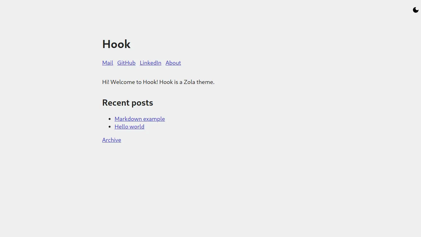 Screenshot of the Hook theme