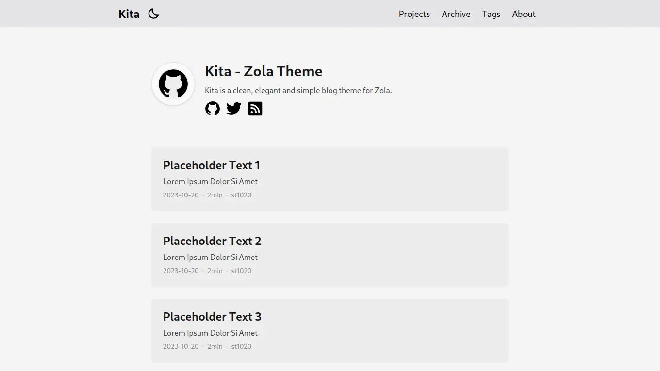 Screenshot of the Kita theme