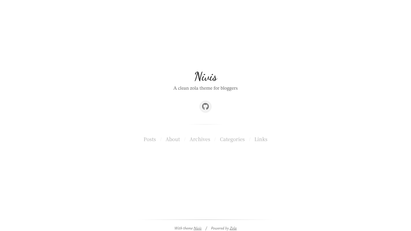 Light mode screenshot of nivis Zola theme demo website