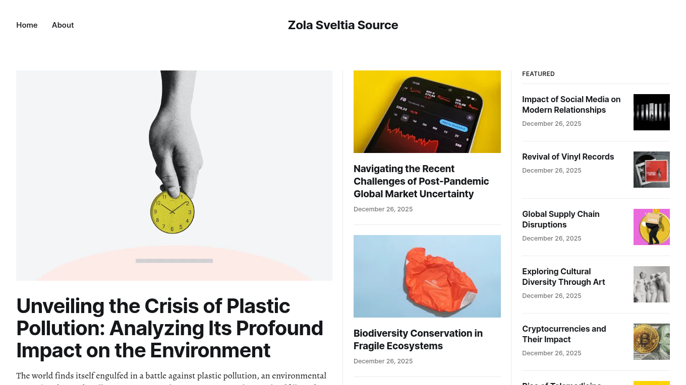 Light mode screenshot of Zola Sveltia Source Zola theme demo website