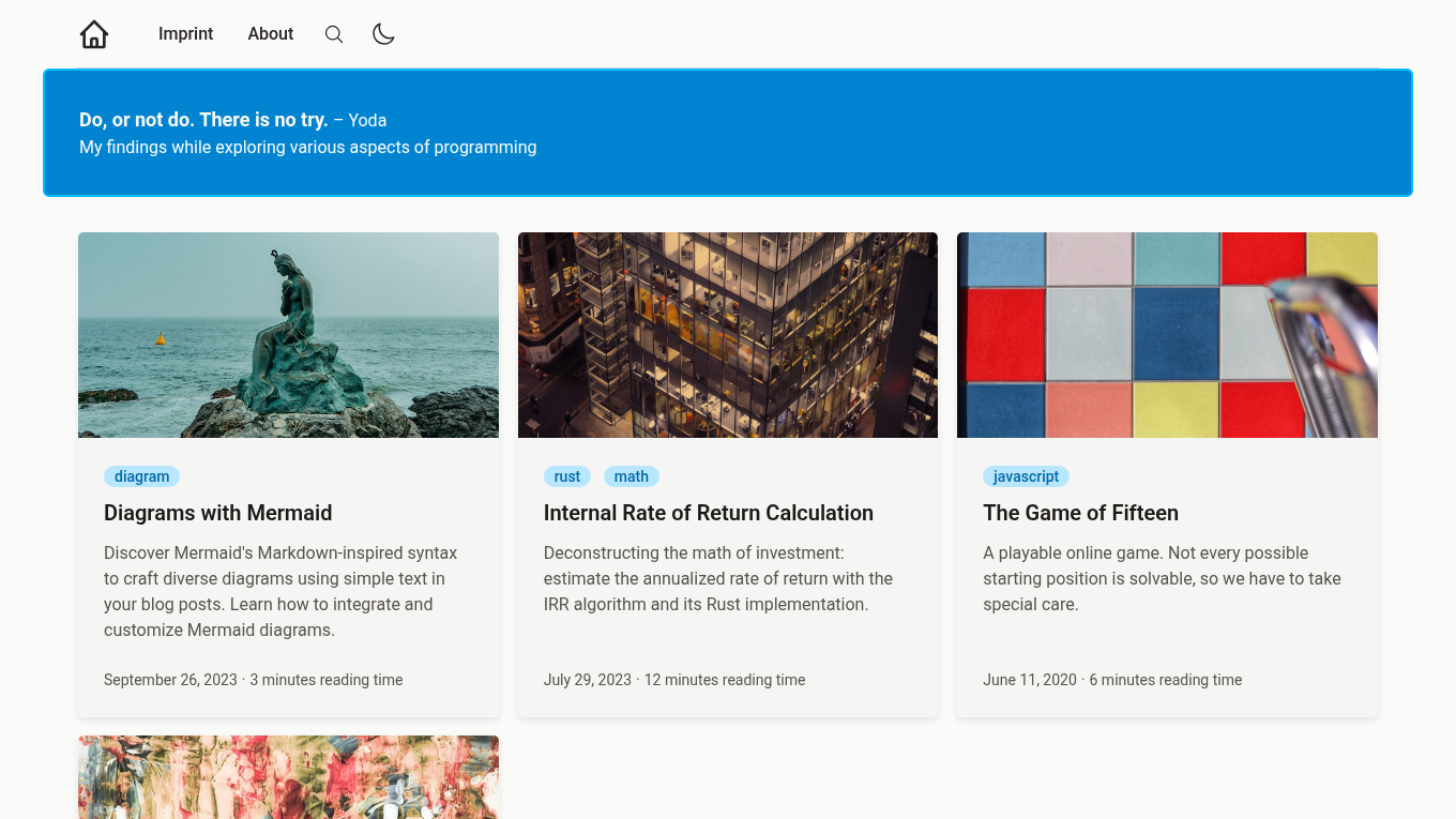 Light mode screenshot of Zolarwind Zola theme demo website